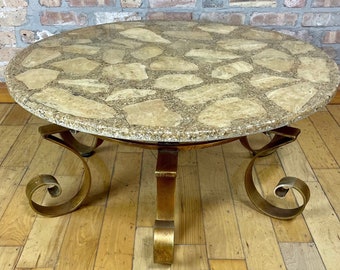 FREE SHIPPING Arturo Pani Inlaid Onyx, and gravel Cocktail Table