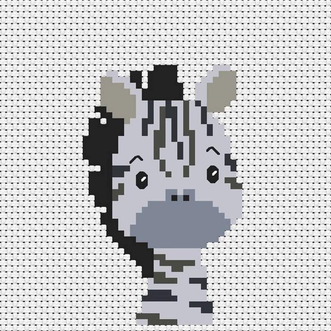 Zebra cross stitch pattern PDF Animal cross stitch DIY for Etsy