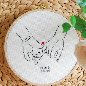 2nd Anniversary gift for wife, husband Cotton anniversary for her or him Personalized wedding present Embroidery image 6