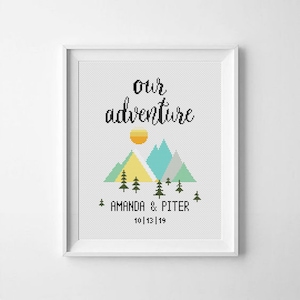 Custom Wedding Cross Stitch Pattern: Our Adventure (PDF Pattern)