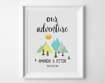 Custom Wedding Cross Stitch Pattern: Our Adventure (PDF Pattern)