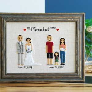 4th anniversary for her, him Personalized family gift Fourth Anniversary Gift 4 Year Anniversary Linen Silk 2nd Cotton Anniversary Gift Wood frame