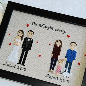 4th anniversary for her, him Personalized family gift Fourth Anniversary Gift 4 Year Anniversary Linen Silk 2nd Cotton Anniversary Gift Black frame