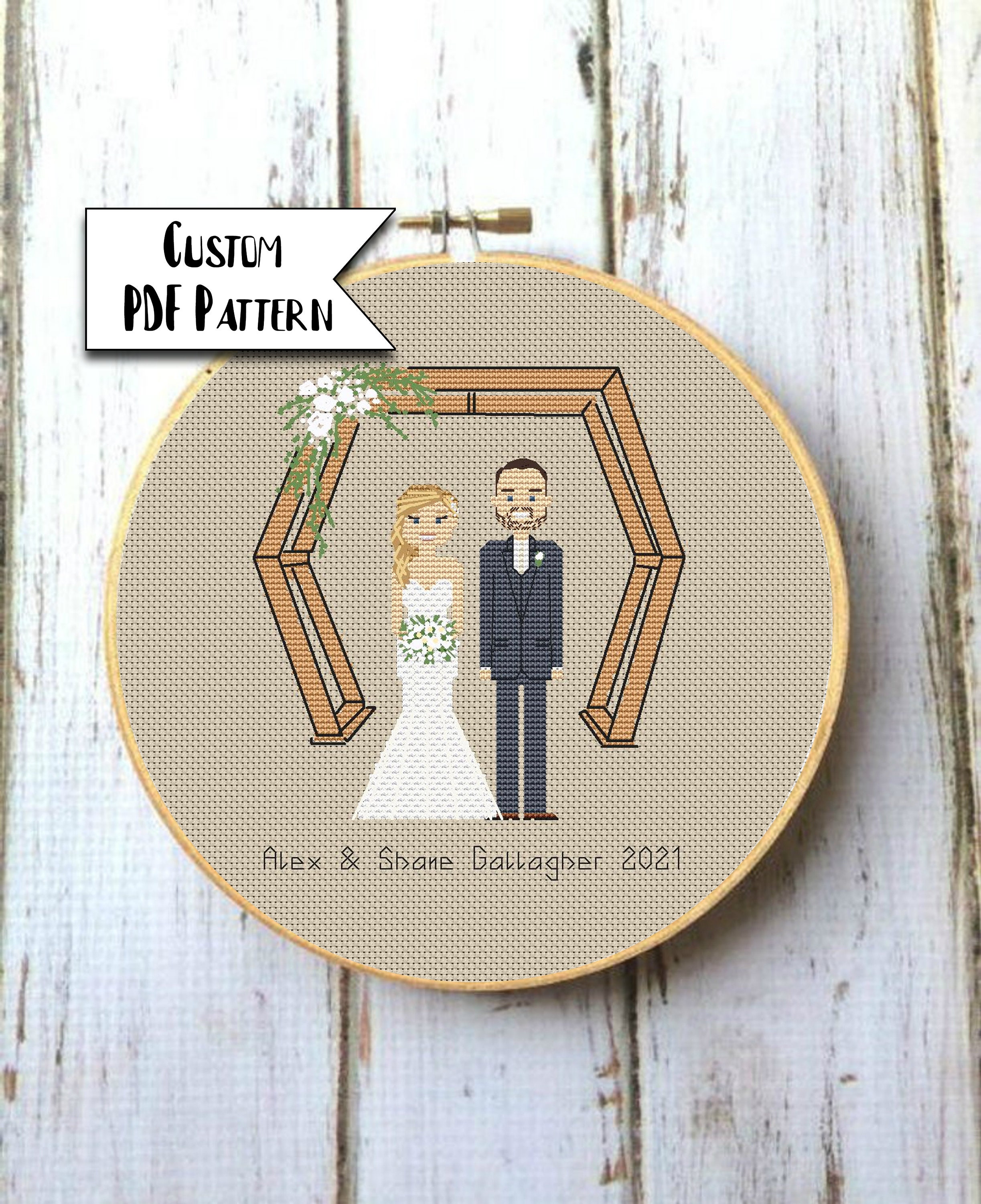 Custom Wedding Cross Stitch Pattern PDF Wedding Gift - Etsy UK