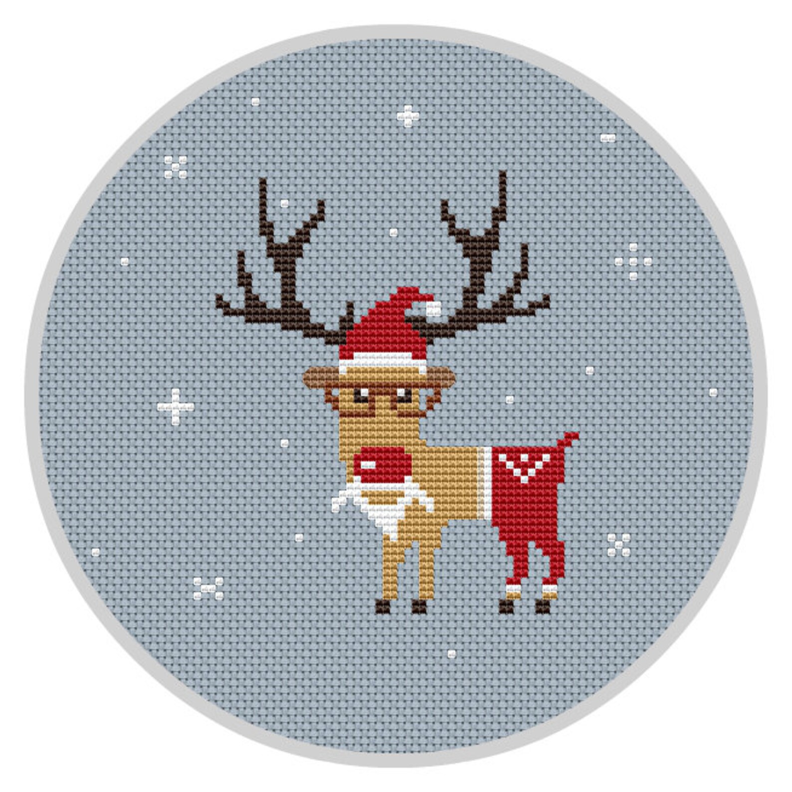 Reindeer Cross Stitch PDF Christmas cross stitch chart Modern | Etsy