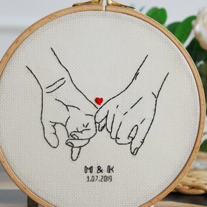 2nd Anniversary gift for wife, husband Cotton anniversary for her or him Personalized wedding present Embroidery image 5