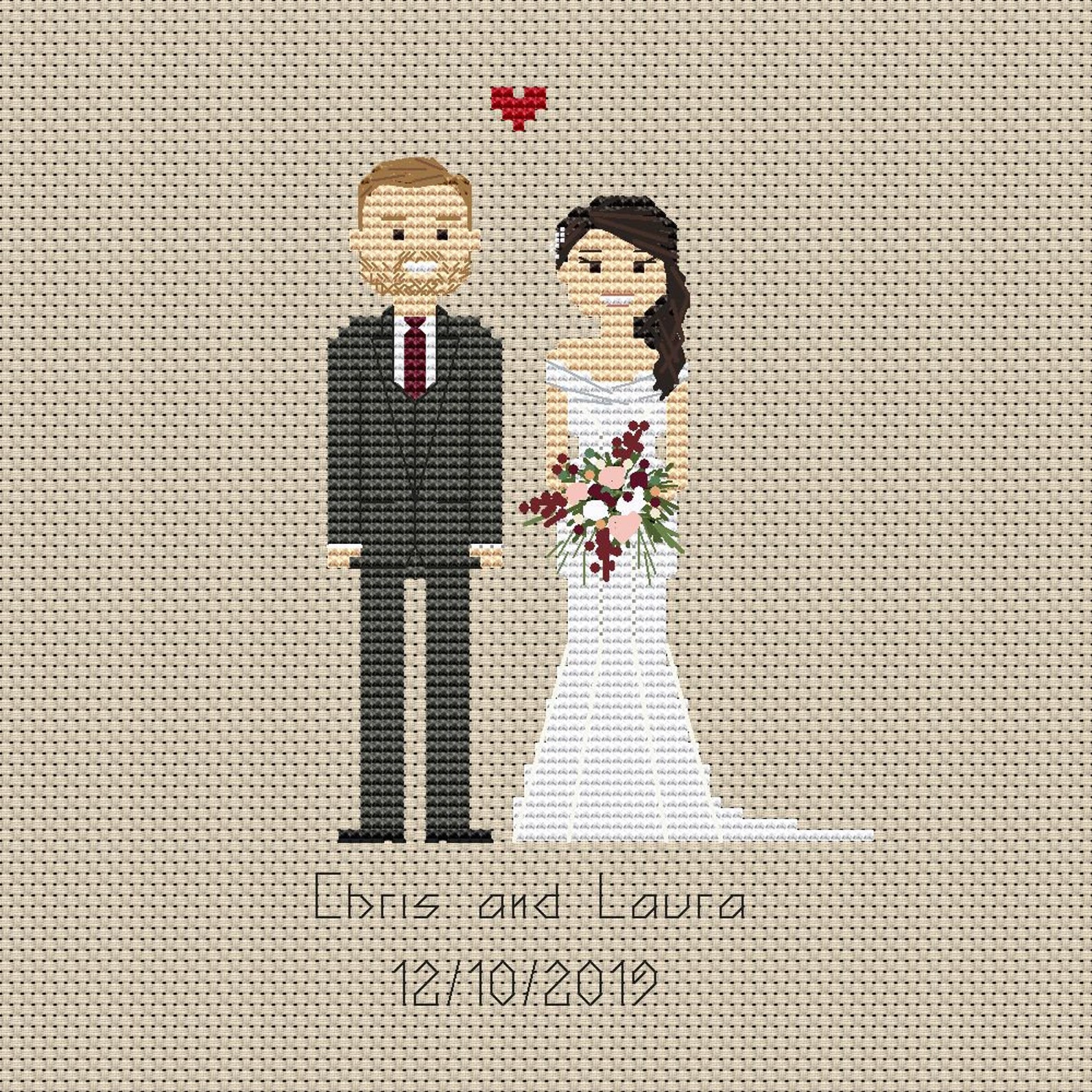 Custom Wedding Cross Stitch Pattern PDF Wedding Gift - Etsy UK