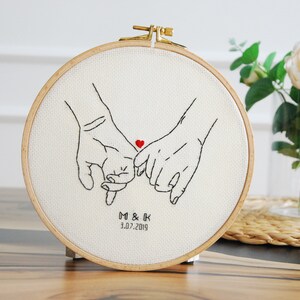 2nd Anniversary gift for wife, husband Cotton anniversary for her or him Personalized wedding present Embroidery image 4