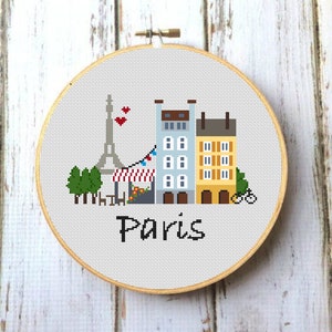 Paris cross stitch pattern Modern Cross stitch pattern PDF Eiffel Tower cross stitch Pretty Little Paris  Instant download X033