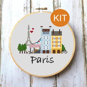 Cross stitch  KIT Paris, France Cross Stitch, Landmark Cross Stitch, City Cross Stitch, Cross stitch World, Needlepoint Kits, Embroidery KIT