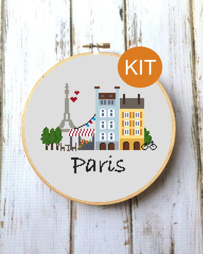Cross stitch KIT Paris France Cross Stitch Landmark Cross Etsy
