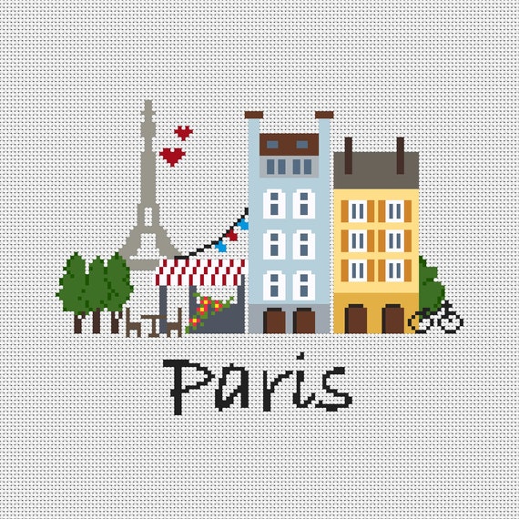 パステル画 「パリ朝暘」 Paris Cross Stitch Pattern Modern Cross Stitch Pattern PDF