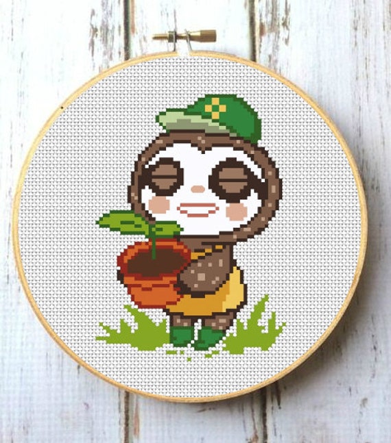 Sloth Cross stitch pattern cute animal modern cross stitch funny text Embroidery Design home decor xstitch Instant download PDF pattern DIY