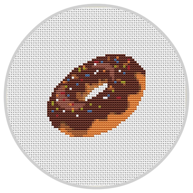 Donut cross stitch pattern pdf chocolate frosted donut with  etsy Donut cross stitch pattern pdf chocolate frosted donut with  etsy