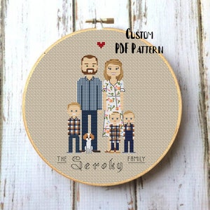 Cross stitch family PDF pattern Mom birthday gift Mother from daughter gift Custom cross stitch pattern Step mom gift