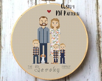 Cross stitch family PDF pattern Mom birthday gift Mother from daughter gift Custom cross stitch pattern Step mom gift