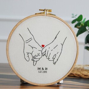 2nd Anniversary gift for wife, husband Cotton anniversary for her or him Personalized wedding present Embroidery image 3