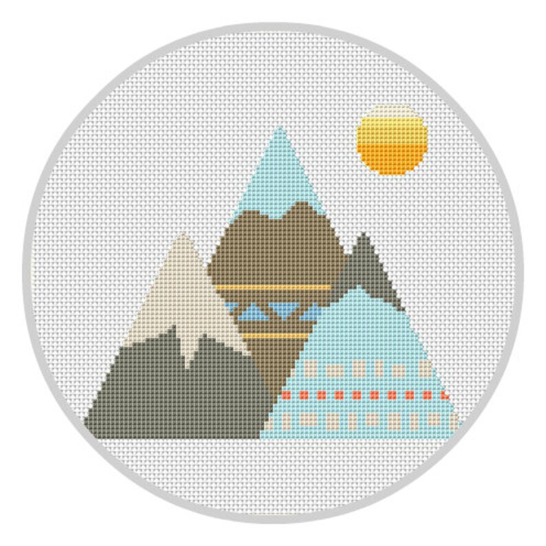 Mountain Cross Stitch Pattern Kids Playroohm Decor Mountain | Etsy