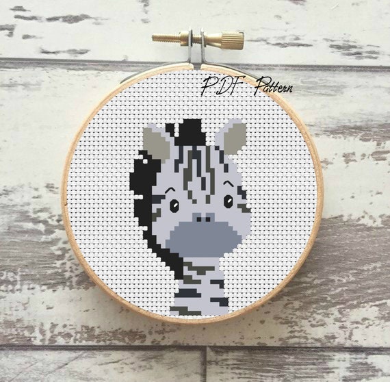 Zebra Cross Stitch Pattern PDF Animal Cross Stitch DIY for - Etsy