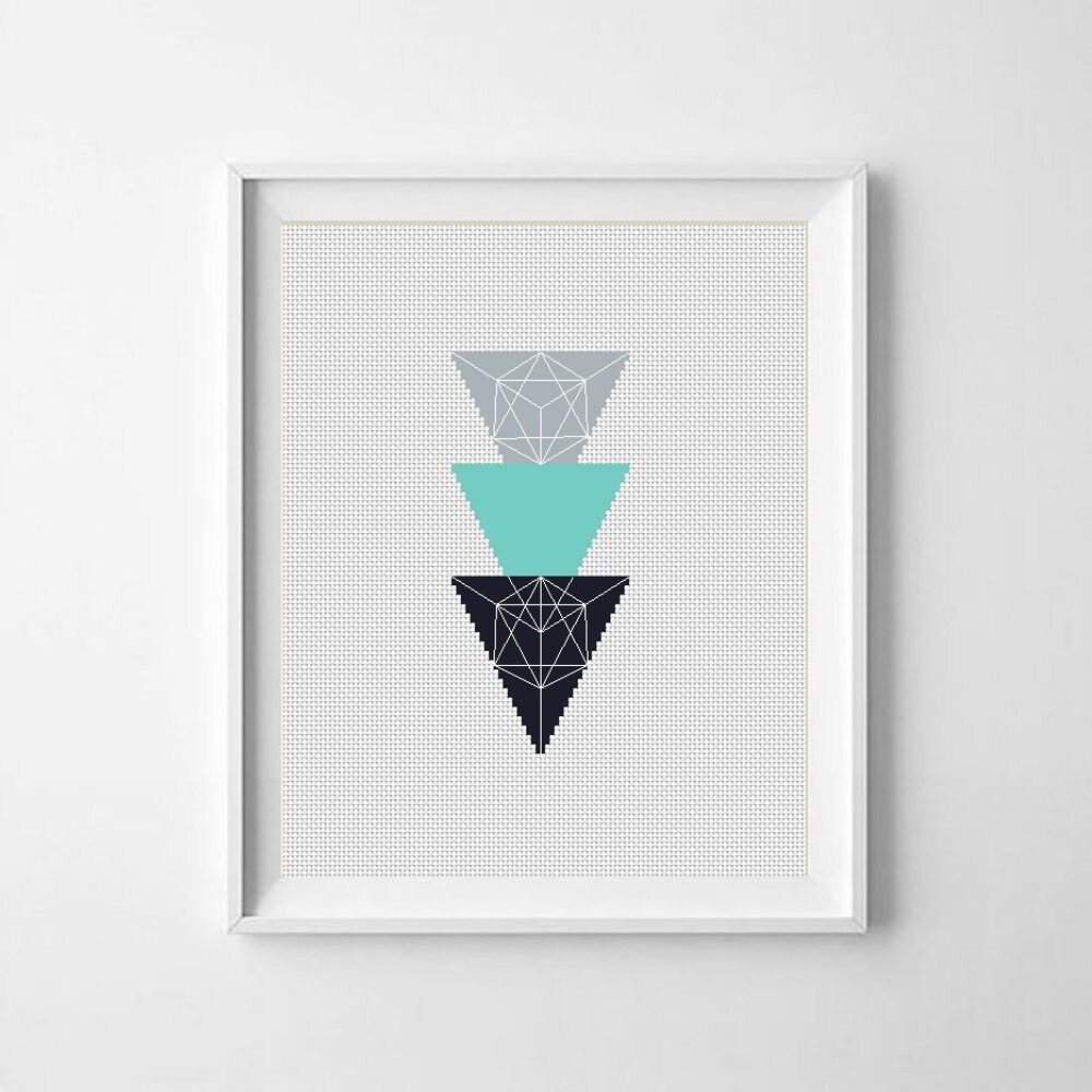 Geometric Modern Cross Stitch Pattern Triangle Modern Counted - Etsy