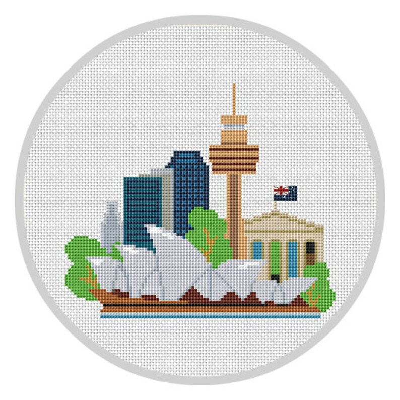 Modern Cross Stitch Pattern PDF Sydney Australia Modern City Etsy