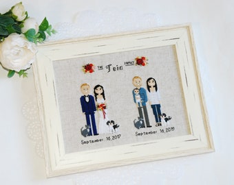 4th anniversary for her, him Personalized family gift Fourth Anniversary Gift 4 Year Anniversary Linen Silk 2nd Cotton Anniversary Gift