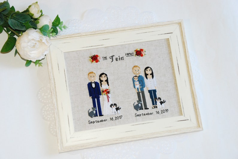 4th anniversary for her, him Personalized family gift Fourth Anniversary Gift 4 Year Anniversary Linen Silk 2nd Cotton Anniversary Gift Bild 1