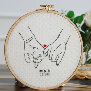 2nd Anniversary gift for wife, husband Cotton anniversary for her or him Personalized wedding present Embroidery image 2