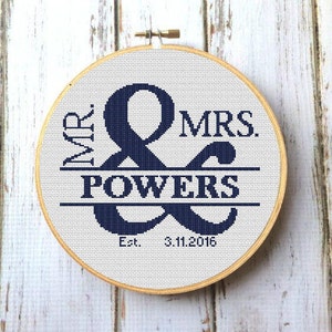 Custom wedding Cross Stitch Pattern PDF Anniversary gift for him or her Mr and Mrs Personalized Wedding gift Scheme cross stitch X113