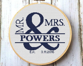 Custom wedding Cross Stitch Pattern PDF Anniversary gift for him or her Mr and Mrs Personalized Wedding gift Scheme cross stitch X113