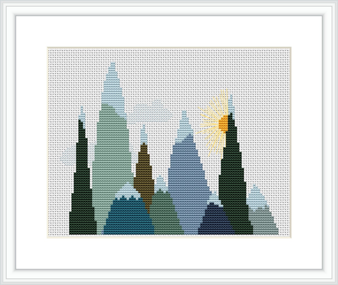 Mountain Cross Stitch Pattern PDF Modern Cross Stitch Pattern - Etsy