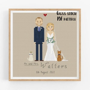 Custom Wedding Cross Stitch Pattern PDF Bridal shower gift Wedding DIY gift Personalized wedding Anniversary gift