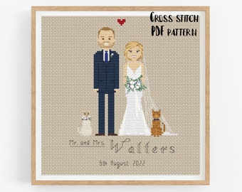 Custom Wedding Cross Stitch Pattern PDF Bridal shower gift Wedding DIY gift Personalized wedding Anniversary gift