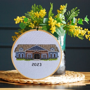 Custom House portrait Hoop - Housewarming Gift - Home Keepsake - Home Portrait