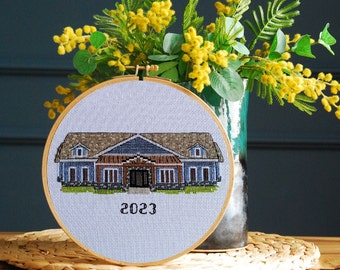 Custom House portrait Hoop - Housewarming Gift - Home Keepsake - Home Portrait