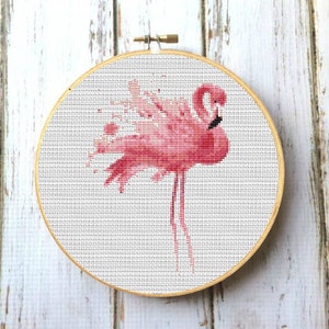 Flamingo Cross Stitch Pattern Pink flamingo Bird cross stitch Needlepoint Counted cross stitch DIY gift Modern cross stitch Chart X253