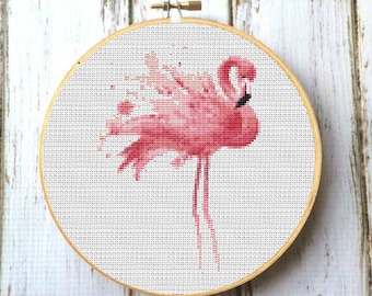 Flamingo Cross Stitch Pattern Pink flamingo Bird cross stitch Needlepoint Counted cross stitch DIY gift Modern cross stitch Chart X253