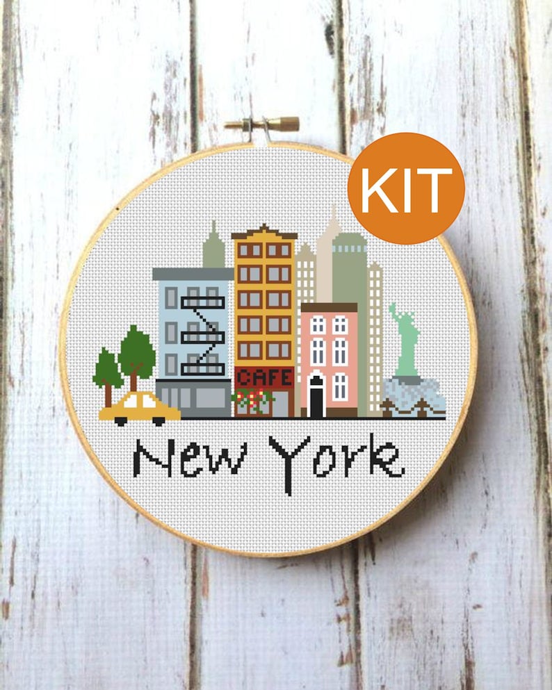 New York Cross stitch KIT Modern City Travel Cross stitch Etsy
