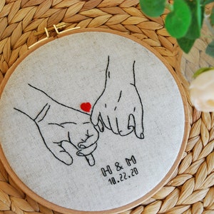 2nd Anniversary gift for wife, husband Cotton anniversary for her or him Personalized wedding present Embroidery image 7