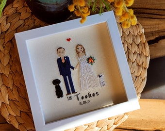 1st Anniversary Wedding Illustration | Custom wedding portrait | Wedding gift bride groom | Wedding Anniversary gift for wife