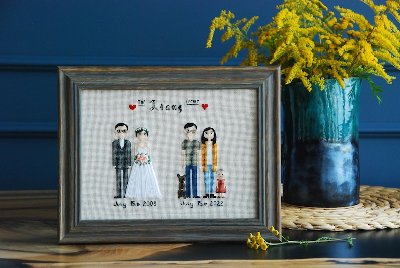 4th anniversary for her, him Personalized family gift Fourth Anniversary Gift 4 Year Anniversary Linen Silk 2nd Cotton Anniversary Gift Bild 2