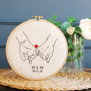 2nd Anniversary gift for wife, husband Cotton anniversary for her or him Personalized wedding present Embroidery image 8