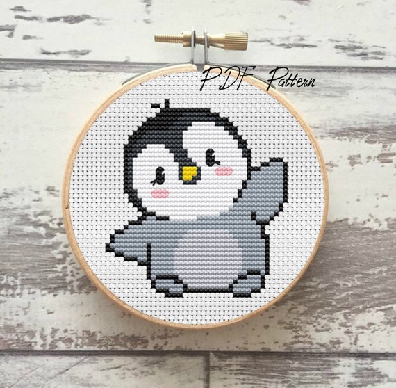 CaptainCrafts New DIY Counted Cross Stitch Kits for Adults Beginners  Unpreprint Fabric Needlecrafts Handmade Embroidery Kit - Penguin Family  (White)