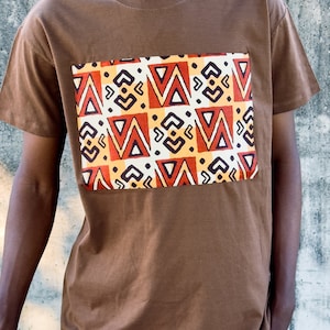 Black Brown Short Sleeve African Print Ankara Shirt by Zedi