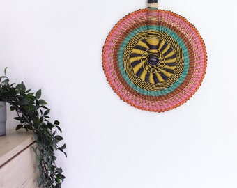 Bolga fan, Wall decor, Colorful interior decor, African wall hanging, Elephant grass