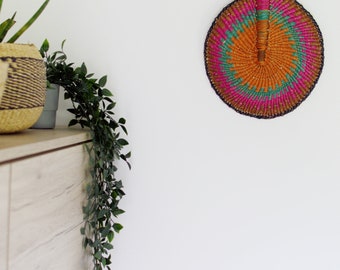 Bolga fan, Wall decor, Colorful interior decor, African wall hanging, Elephant grass