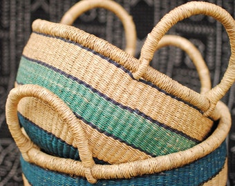 Bolga hamper basket, Ghana basket, Home storage basket, African woven basket, Laundry basket, Handmade, Handwoven, Elephant grass