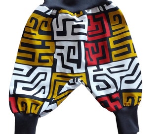 African Print Harem Baby Pants, Batik Toddler Trousers