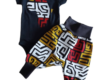 African print baby set, Ankara baby pants and bodysuit, Newborn set Africa, African inspired baby apparel, Mixed baby clothing set, Waxprint