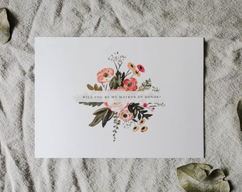 Will You be My Matron of Honor, Matron of Honor Proposal, Wedding Card, Wedding Proposal, DIY Wedding